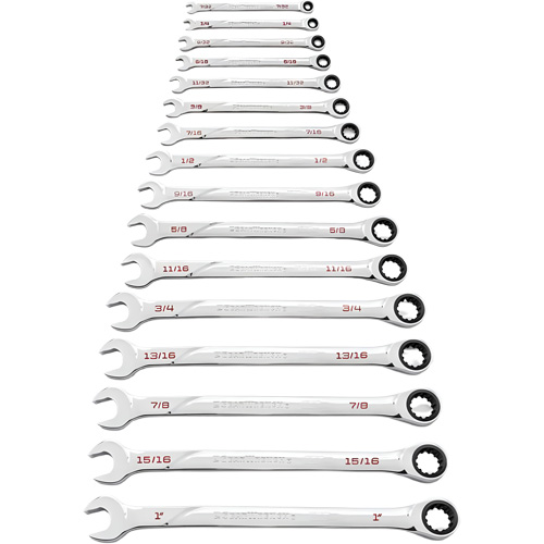 Jeu de cl&eacute;s SAE 120XP Universal Spline XL, Combinaison &agrave; cliquet, 16 morceaux, Imp&eacute;rial Auto-Cam