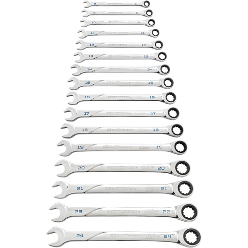 Jeu de cl&eacute;s 120XP Universal Spline XL, Combinaison &agrave; cliquet, 16 morceaux, M&eacute;trique Auto-Cam