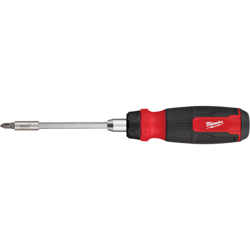 14-in-1 Ratcheting 1/4" Drive Multi-Bit Screwdriver, 10-11/100" L, Cushion Grip Handle Auto-Cam