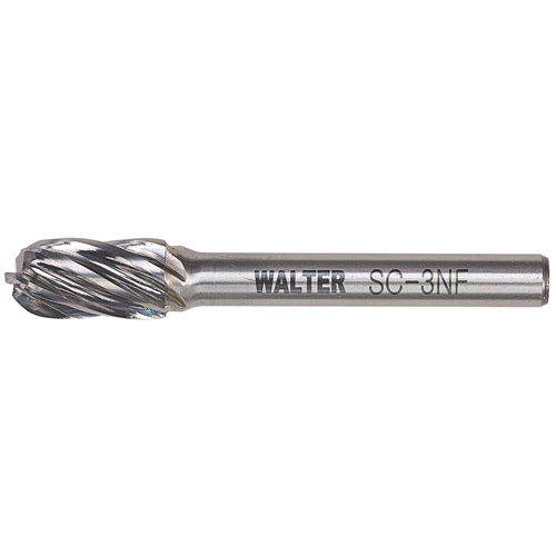 Double Cut Cylindrical Round Nose Carbide Burr, 1/2" Dia., 1" Depth of Cut Auto-Cam