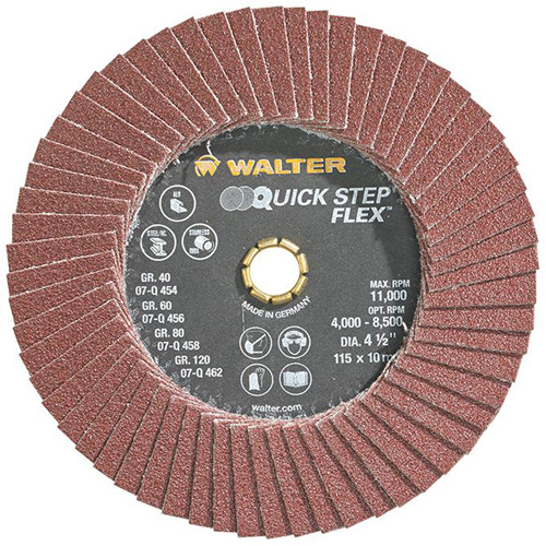QUICK-STEP FLEX Flap Disc, 4-1/2" x Type 29, 80 Grit, Aluminum Oxide Auto-Cam