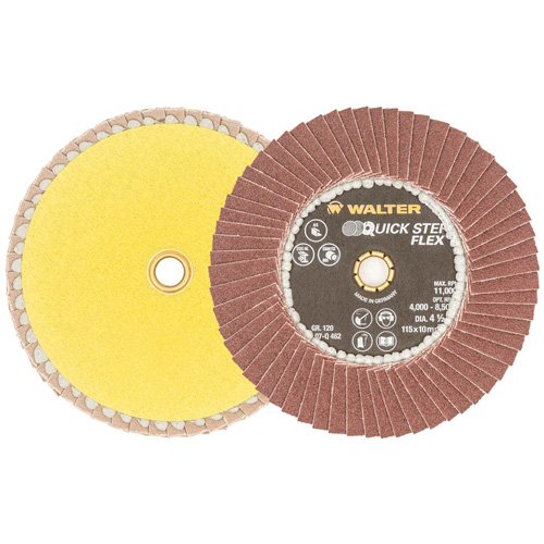 QUICK-STEP FLEX Flap Disc, 4-1/2" x Type 29, 120 Grit, Aluminum Oxide Auto-Cam