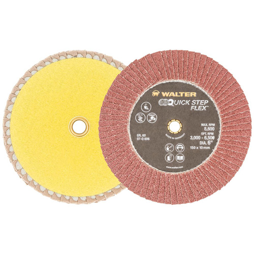 Disque &agrave; lamelles QUICK-STEP FLEX, 6" x Type 29, Grain 60, Oxyde d'aluminium Auto-Cam