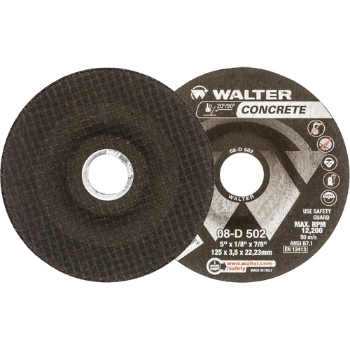 Depressed Centre Grinding Wheels - Concrete Type 27, 5" x 1/8", 7/8" Arbor, Type 27 Auto-Cam