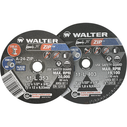 Zip Cut-Off Wheel, 4" x 1/4", 3/8" Arbor, Type 1 Auto-Cam
