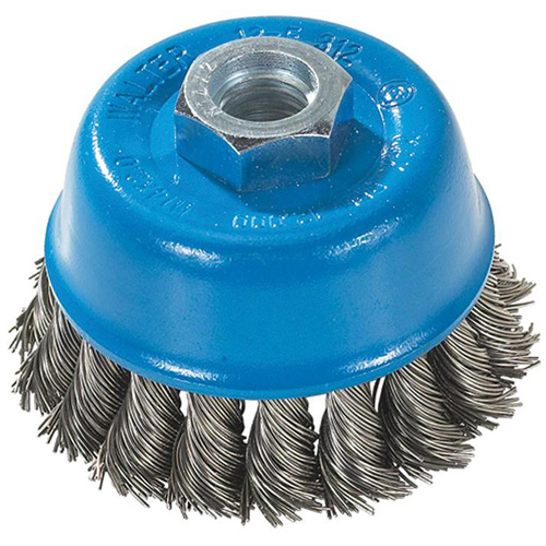 Knot-Twisted Wire Cup Brush, 3" Dia. x M14 Arbor Auto-Cam