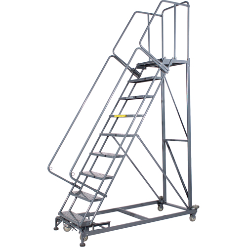Monster Rolling Ladders, 12 Steps, 24" Step Width, 120" Platform Height, Steel Auto-Cam
