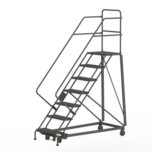 Heavy Duty Safety Slope Ladder, 7 Steps, Serrated, 50° Incline, 70" High Auto-Cam