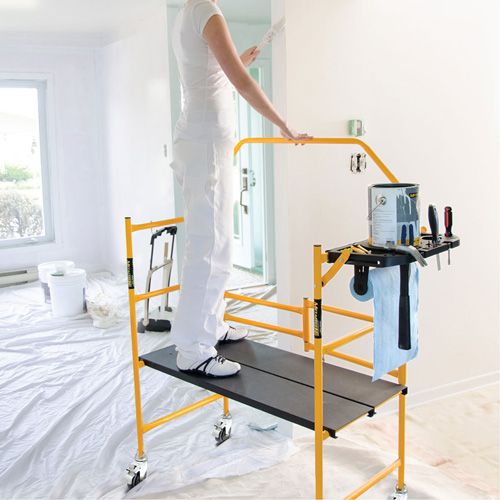 Jobsite Series 4' Safety Rail & Tool Shelf Scaffold Kit, Steel Frame, 49-1/2" D x 57-3/4" H Auto-Cam