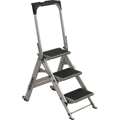 Tilt & Roll Step Stool Ladder, 3 Steps, 34" x 22" x 50.75" High Auto-Cam