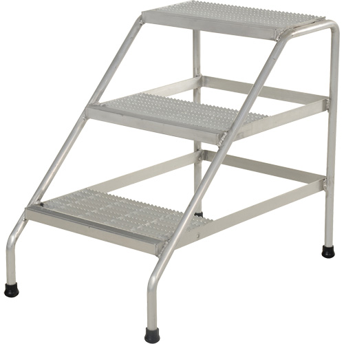 Aluminum Step Stand, 3 Step(s), 22-13/16" W x 34-9/16" L x 30" H, 500 lbs. Capacity Auto-Cam