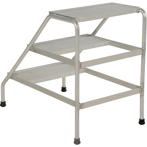 Aluminum Step Stand, 3 Step(s), 22-13/16" W x 34-9/16" L x 30" H, 500 lbs. Capacity Auto-Cam