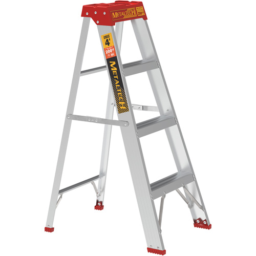 Step Ladder, 4', Aluminum, 200 lbs. Capacity, Type 3 Auto-Cam