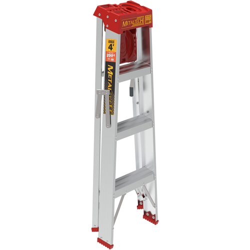 Step Ladder with Paint Tray, 4', Aluminum, 200 lbs. Capacity, Type 3 Auto-Cam