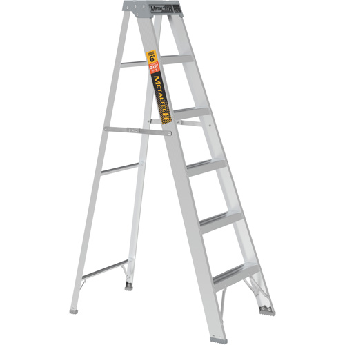 Step Ladder, 6', Aluminum, 225 lbs. Capacity, Type 2 Auto-Cam