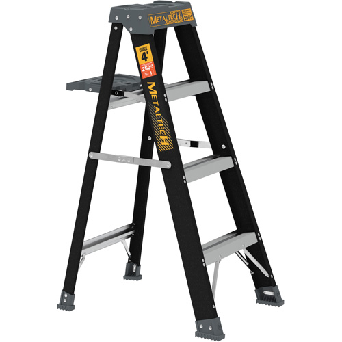 Step Ladder with Paint Tray, 4', Fibreglass, 250 lbs. Capacity, Type 1 Auto-Cam