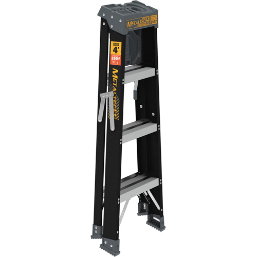 Step Ladder with Paint Tray, 4', Fibreglass, 250 lbs. Capacity, Type 1 Auto-Cam