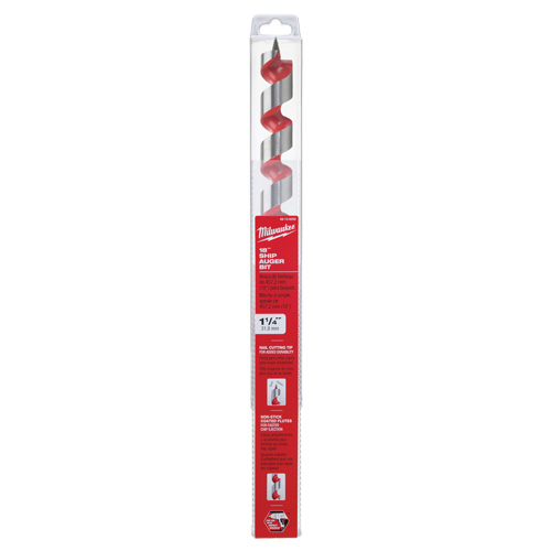 Longue m&egrave;che h&eacute;licoidale pour perceuse, Diam&egrave;tre de 1-1/4", Cannelure 15", Tige 7/16" hexagonal Auto-Cam
