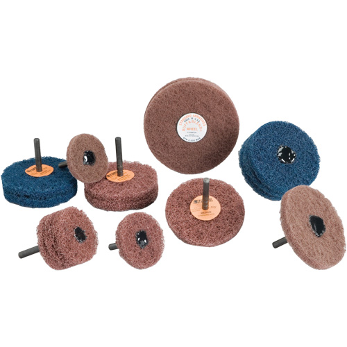 Standard Abrasives Buff & Blend Wheel, 3" Dia. x 1/4" W, 1/4" Arbor, Aluminum Oxide Auto-Cam