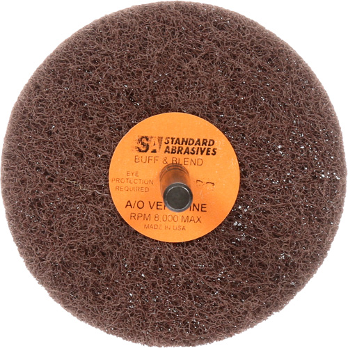 Standard Abrasives Buff & Blend Wheel, 3" Dia. x 1" W, 1/4" Arbor, Aluminum Oxide Auto-Cam