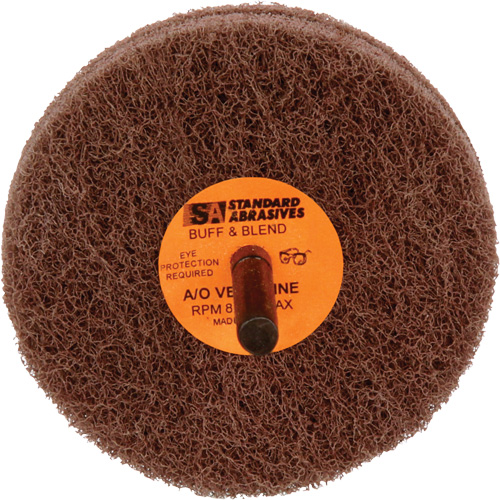 Meule de polissage et lissage Buff & Blend de 2 plis Standard Abrasives, 3" dia. x 2" la, Arbre 1/4", Oxyde d'aluminium Auto-Cam