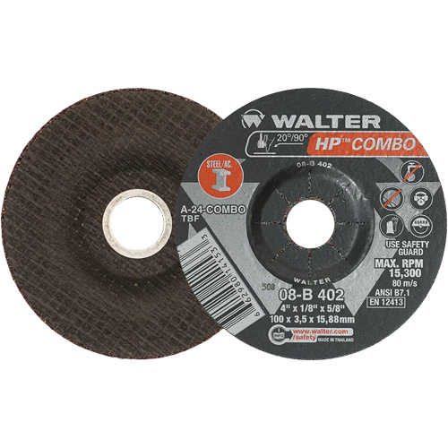 HP Combo Depressed Center Combination Wheel, 4" x 1/8", 5/8" Arbor, Type 27 Auto-Cam