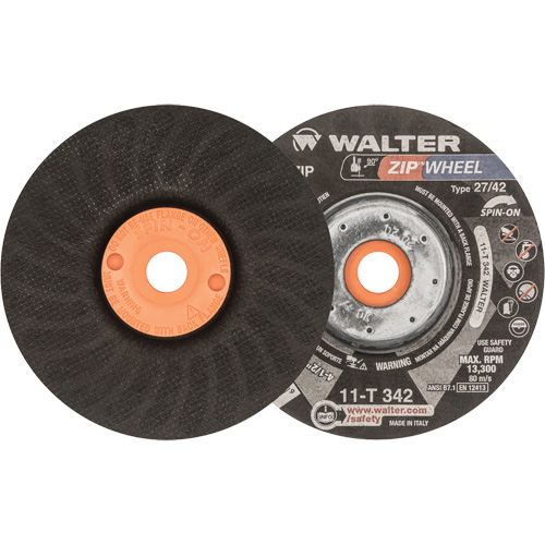 Meules &agrave; tronçonner renforc&eacute;es Zipcut vissables pour scies circulaires, 4-1/2" x 7/8", Arbre de 5/8"-11, Type 27, Oxyde d'aluminium, 13 300 Tr/min Auto-Cam