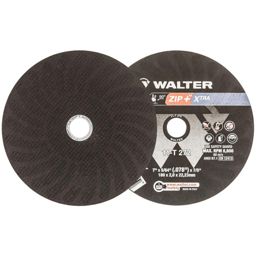 Zip+Xtra Heavy-Duty Cut-Off Wheel, 7" x 5/64", 7/8" Arbor, Type 1, Aluminum Oxide, 8600 RPM Auto-Cam