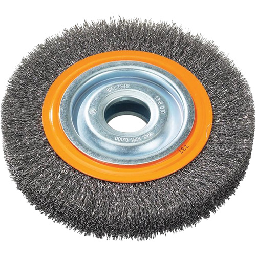 Brosses rotatives &agrave; fils torsad&eacute;s d'&eacute;tabli, 6" dia., Fils 0,0118", Arbre 1/2" - 1/4" Auto-Cam