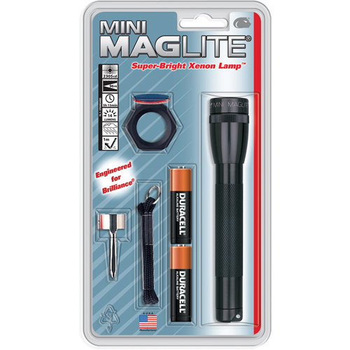 Mini&reg; Flashlights, Incandescent, 14 Lumens, AA Batteries Auto-Cam