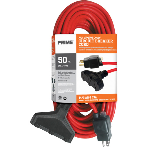 Cordon rallonge en vinyle, Ext&eacute;rieur, SJTW, AWG 14/3, 15 A, 3 prise(s), 50' Auto-Cam