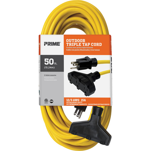 Cordon rallonge en vinyle, Ext&eacute;rieur, SJTW, AWG 12/3, 15 A, 3 prise(s), 50' Auto-Cam