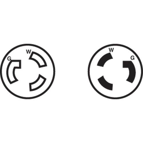 Prise mise &agrave; la terre verrouillable &agrave; deux bornes et trois fils, Nylon, 15 A, 250 V, L6-15P Auto-Cam