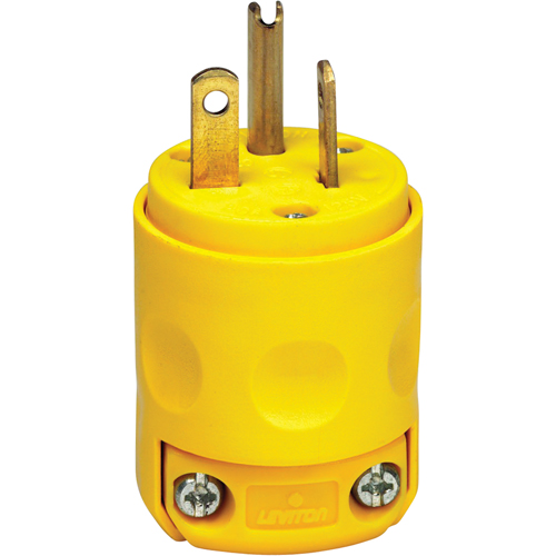Commercial Grade Straight Blade Plug, Plastic, 20 A, 125 V Auto-Cam