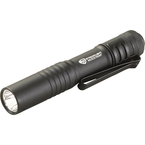 MicroStream&reg; Pen Light, LED, 45 Lumens, Aluminum Body, AAA Batteries, Included Auto-Cam