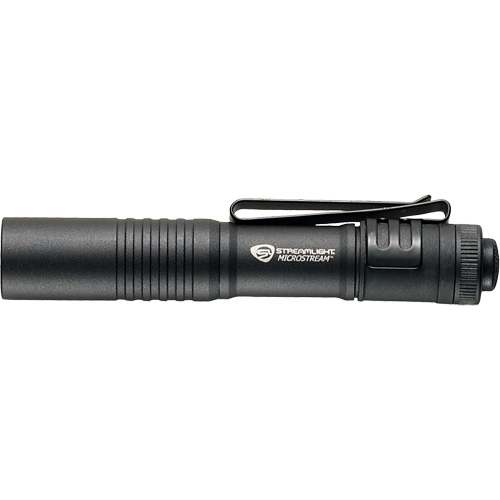 MicroStream&reg; Pen Light, LED, 45 Lumens, Aluminum Body, AAA Batteries, Included Auto-Cam