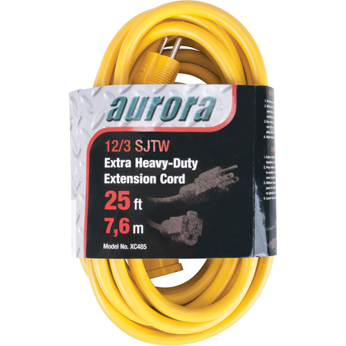 Cordon rallonge en vinyle, Ext&eacute;rieur, SJTW, AWG 12/3, 15 A, 25' Auto-Cam