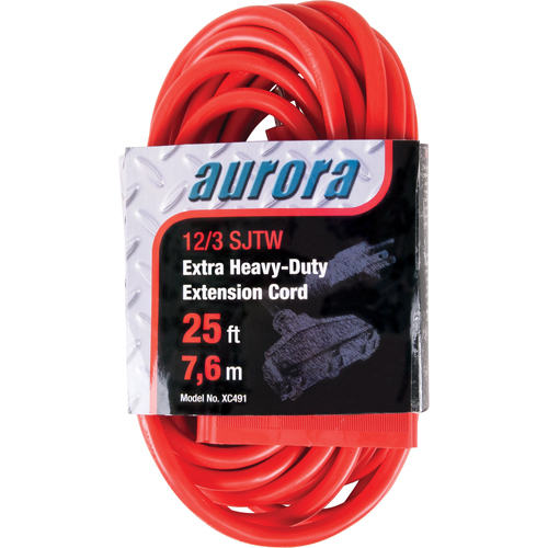 Cordon rallonge en vinyle, Ext&eacute;rieur, SJTW, AWG 12/3, 15 A, 3 prise(s), 25' Auto-Cam