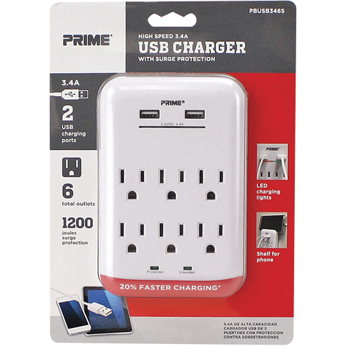 Chargeur USB Prime avec protection contre la surtension Auto-Cam