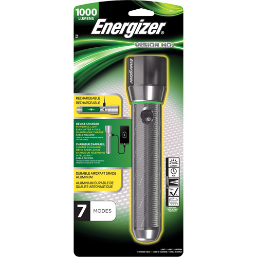 Lampe de poche Vision HD Focus, DEL, 1000 lumens, Piles Rechargeable Auto-Cam