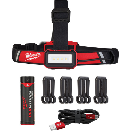 Lampe frontale USB &agrave; profil bas, DEL, 600 lumens, 2 hres de fonctionnement, piles Rechargeable Auto-Cam