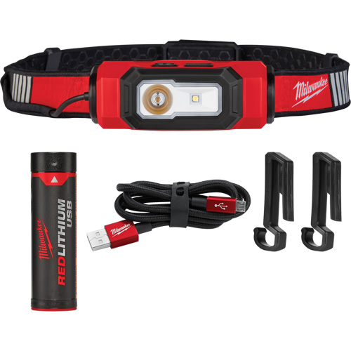 Lampe USB pour casque de s&eacute;curit&eacute; Beacon, DEL, 600 lumens, 2 hres de fonctionnement, piles Rechargeable Auto-Cam