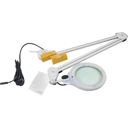 Lampe grossissante, Dioptrie 3, Ampoule DEL, Bras de 45", Pinces serre-joints, Gris Auto-Cam