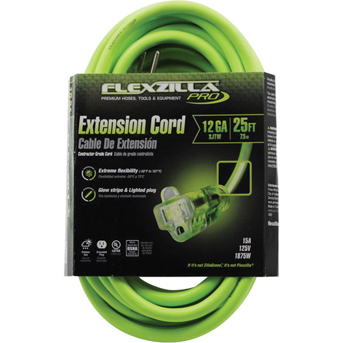 Cordon rallonge industriel Flexzilla Pro, Toutes saisons, SJTW, AWG 12/3, 15 A, 25' Auto-Cam