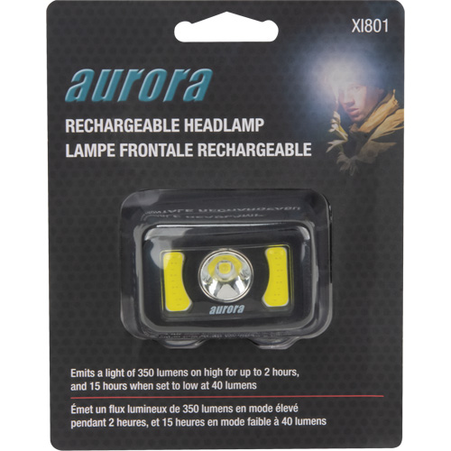 Lampe frontale, DEL, 350 lumens, 2 hres de fonctionnement, piles Rechargeable Auto-Cam