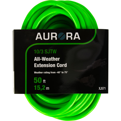 Industrial Extension Cord, All-Weather, SJTW, 10/3 AWG, 15 A, 50' Auto-Cam