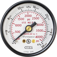 Pressure Gauges, 1-1/2" , 0 - 4000 psi, Back Mount, Analogue Auto-Cam