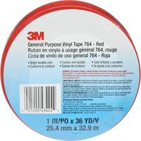 Ruban en vinyle pour travaux g&eacute;n&eacute;raux 764, 25,4 mm (1") la x 32,9 m (108') lo, 5 mils, Rouge Auto-Cam