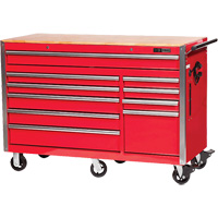 PRC5610 Pro Series Roller Cabinet, 10 Drawers, 55-9/10" W x 24-1/10" D x 39-7/10" H, Red Auto-Cam