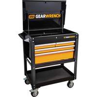 Chariot utilitaire, 4 tiroirs, 33" lo x 21" la x 42" h, Noir/Orange Auto-Cam